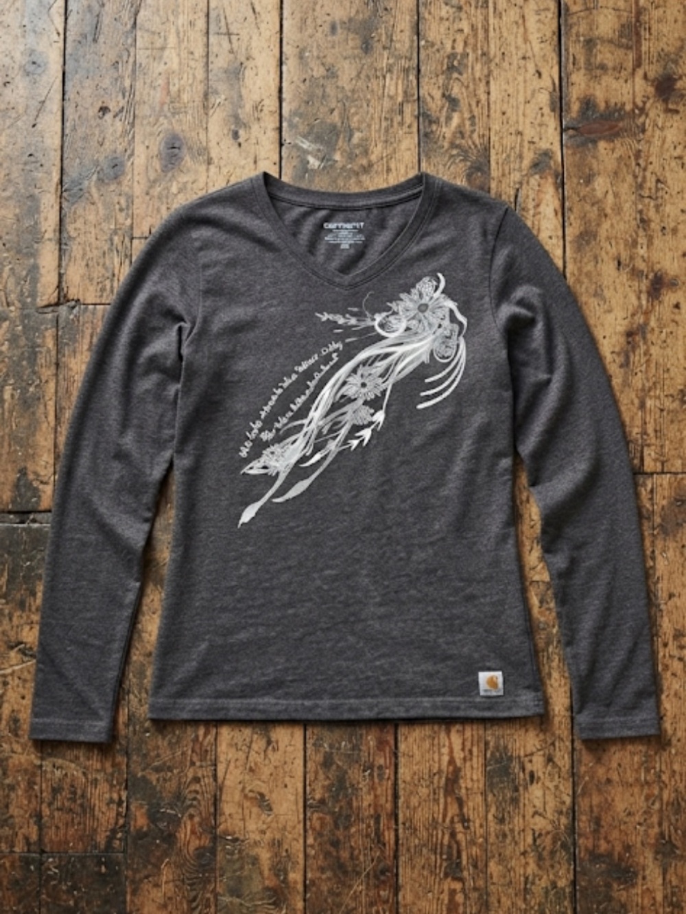 Carhartt Dark Gray Floral Graphic Long Sleeve Tee